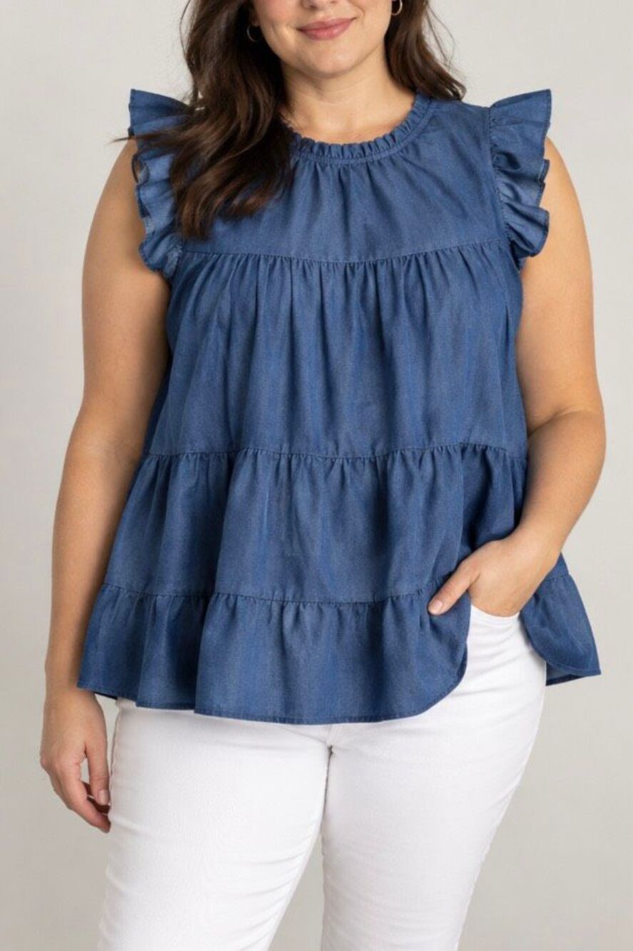 New With Tags Laundry by Shelli Segal blue Babydoll Top size Large